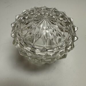 Jar with Lid in Cubist Pattern by Jeannette Glass Company.
